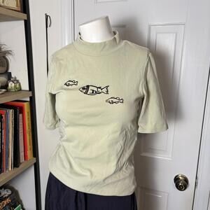 Custom Mock Neck Sweater Fish Tee S